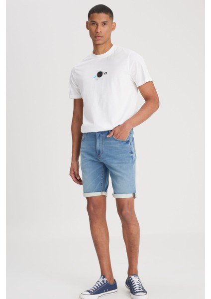 5 Cep Jean Şort Mavi Erkek Şort