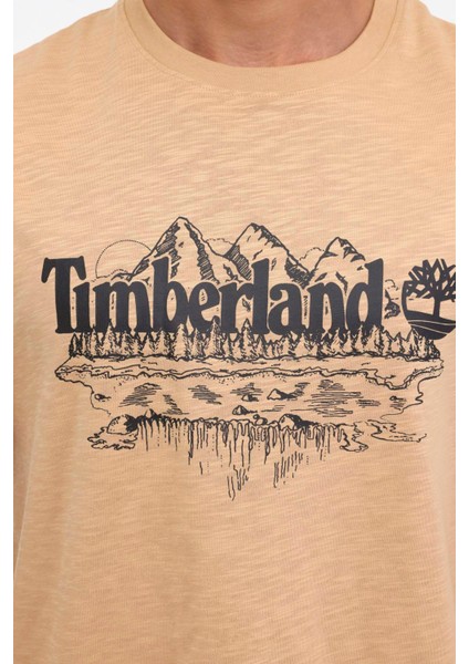 Short Sleeve Graphic Slub Kahverengi Erkek Kısa Kol T-Shirt