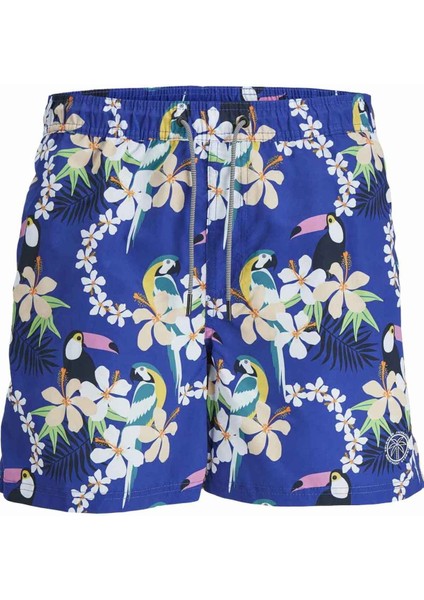 Desenli Lastikli Bel Saks Erkek Deniz Şortu 12253230