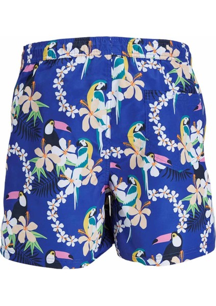 Desenli Lastikli Bel Saks Erkek Deniz Şortu 12253230