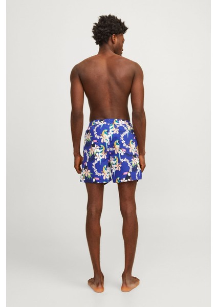 Desenli Lastikli Bel Saks Erkek Deniz Şortu 12253230