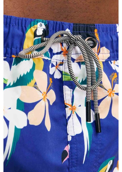 Desenli Lastikli Bel Saks Erkek Deniz Şortu 12253230