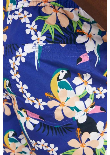 Desenli Lastikli Bel Saks Erkek Deniz Şortu 12253230