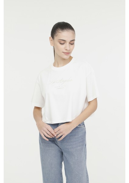 WL GAME 11SS134 4FX Ekru Kadın Kısa Kol T-Shirt