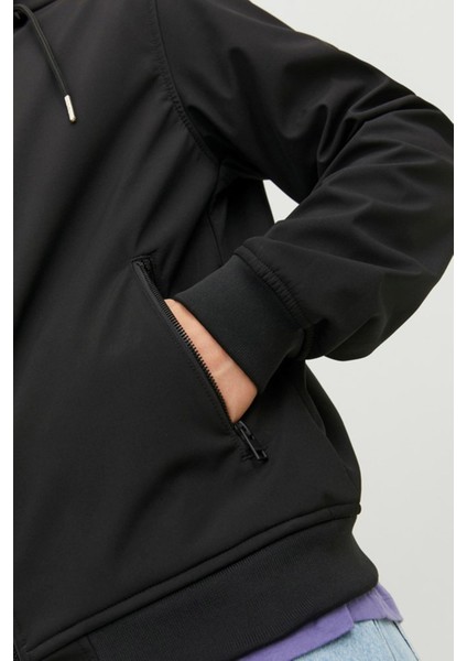 JJEBASIC SOFTSHELL HOOD N Siyah Erkek Mont