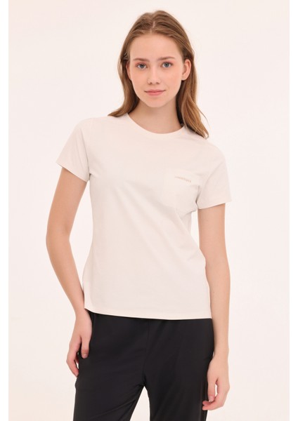 Wl Darla 11BEF009 4fx Ekru Kadın Kısa Kol T-Shirt