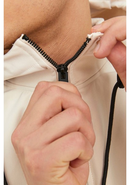 JJEBASIC SOFTSHELL HOOD N Ekru Erkek Mont