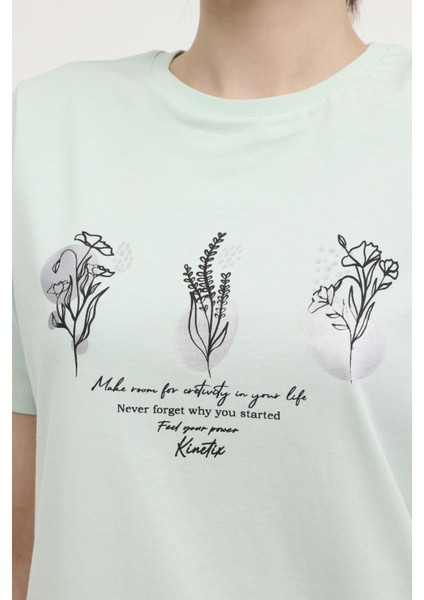 WL ADELISA-B 11GFK300 4FX Yeşil Kadın Kısa Kol T-Shirt