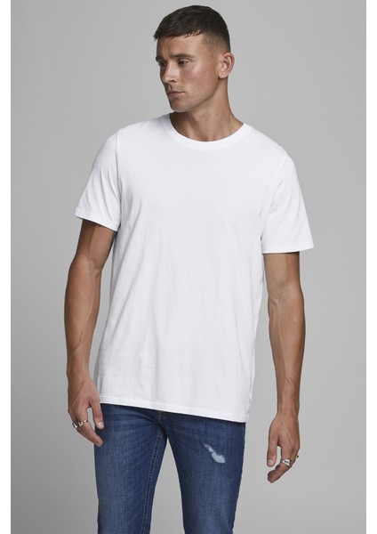 JJEORGANIC BASIC TEE SS O Beyaz Erkek Kısa Kol T-Shirt