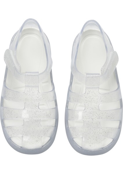 Star Glitter Unisex Çocuk Beyaz Sandalet