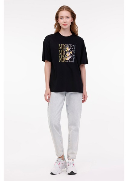 Wl Pluto 11GFL988 4fx Siyah Kadın Kısa Kol T-Shirt