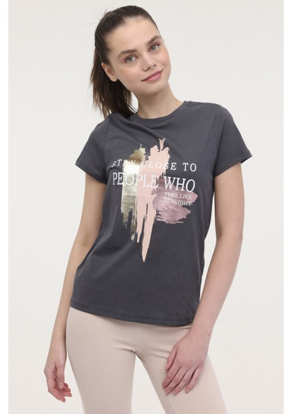 WL LELIA 11MS250 4FX Antrasit Kadın Kısa Kol T-Shirt