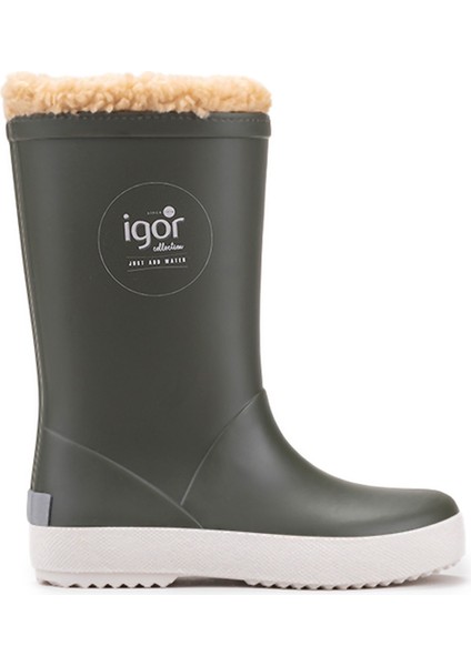 Splash Nautico Çocuk Kürklü Haki Yeşil Yağmur Çizmesi W10207-042