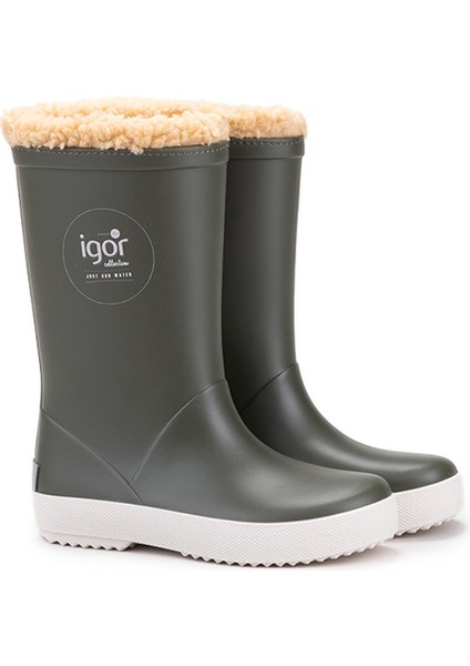 Splash Nautico Çocuk Kürklü Haki Yeşil Yağmur Çizmesi W10207-042