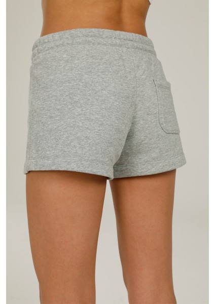 Embroıdered Star Chevron Grı Kadın Şort