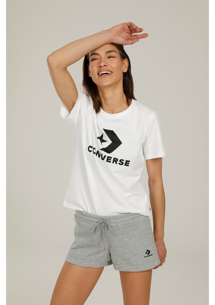 Embroıdered Star Chevron Grı Kadın Şort