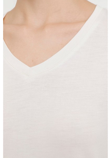 Wb V Vıskon 11Mdk205 4Fx Ekru Kadın Kısa Kol T-Shirt