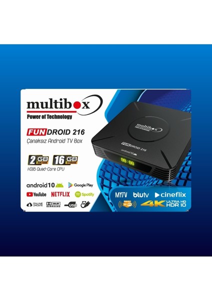 Siyah Android Tv Kutusu, 2 GB Ram, 16 GB Depolama, Yüksek Performans