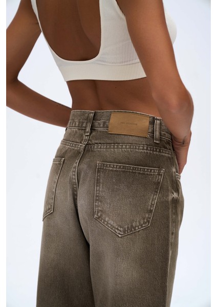 Volme Yıkamalı Yeşil Jean Pantolon