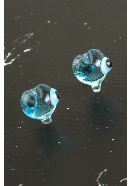 Depomix Penguen Cam Küpe-Açık Mavi