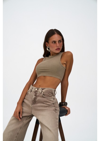 Volme Yıkamalı Kahve Jean Pantolon