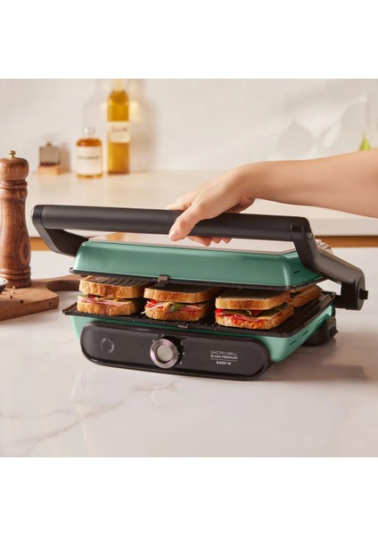 2400W Tost ve Izgara Makinesi, Şık Mavi Tasarım, Pratik ve Güçlü Kullanım fiyatları