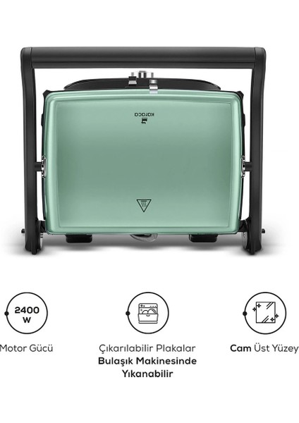 2400W Tost ve Izgara Makinesi, Şık Mavi Tasarım, Pratik ve Güçlü Kullanım