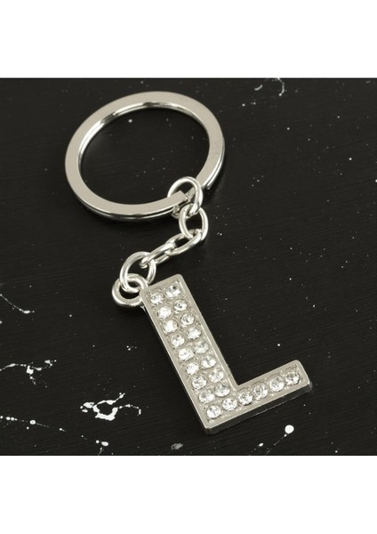 Depomix L Harfli Taşlı Anahtarlık-Gümüş Rengi fiyatları