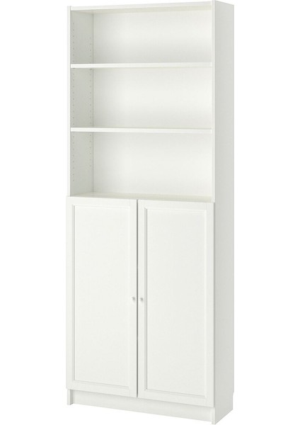 Yarım Kapaklı Kitaplık, Beyaz, 80X30X202 cm