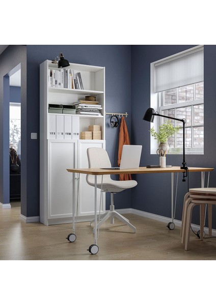 Yarım Kapaklı Kitaplık, Beyaz, 80X30X202 cm fiyatları