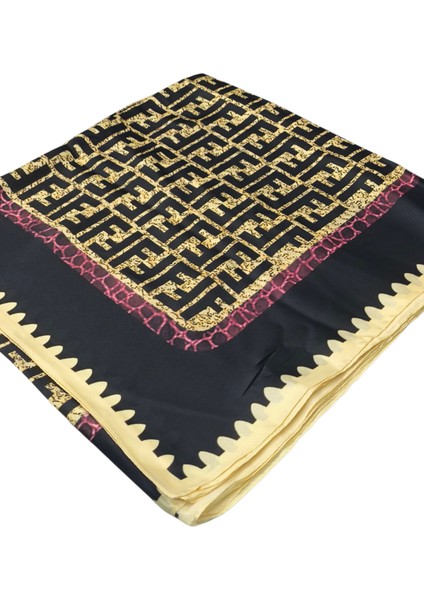 F Desen Vual Ipek Şal Siyah Fuşya modelleri