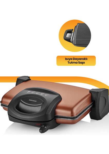 Granit Plakalı 1750W Tost ve Izgara Makinesi, 5 Kademe Isı Ayarı fırsatları