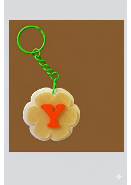 Kişiye Özel Harfli Çiçek Anahtarlık – Istediğiniz Harf Yazılır - Turuncu Harf -Kişiye Özel Hediyelik & Çanta Süsü indirimleri