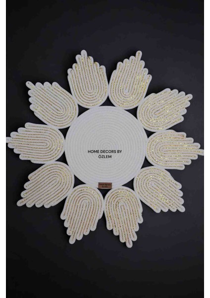 Hasır örtü Dekoratif Runner Dekoratif Örtü Masa Örtüsü Düzenleyici ekru -gold renk 55x55