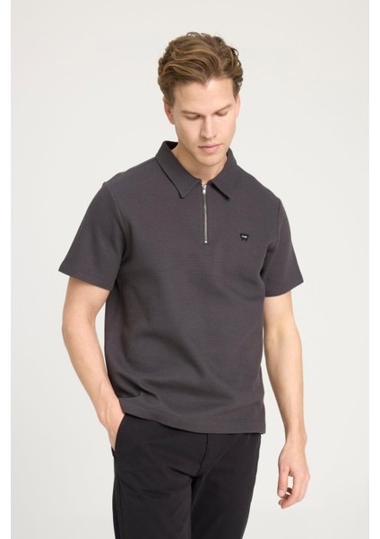 Siyah Erkek Polo T-Shirt W7Nq20528633W Fermuarlı Polo T-Shir modelleri