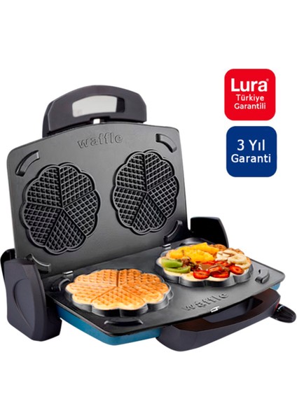Gri Renkli Waffle ve Tost Makinesi, Şık ve Pratik Tasarım