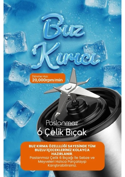 Taşınabilir Şarjlı Metal Mini Blender 450ML + 380ML, Pratik ve Şık Tasarım fiyatları