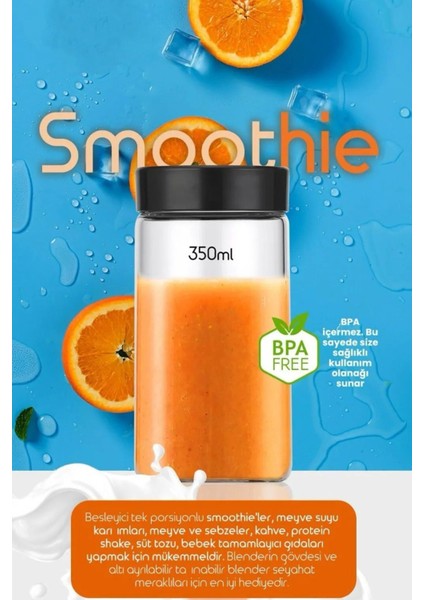 Taşınabilir Şarjlı Metal Mini Blender 450ML + 380ML, Pratik ve Şık Tasarım fırsatları