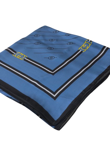 Monogram Desen Vual Ipek Şal Mavi fırsatları