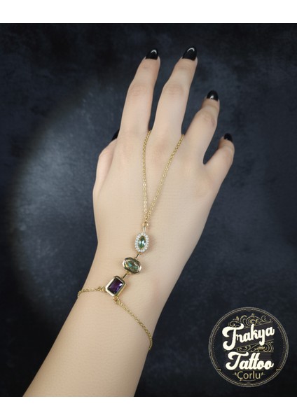 Çelik Zirkon 3 Taşlı Şahmeran Bileklik