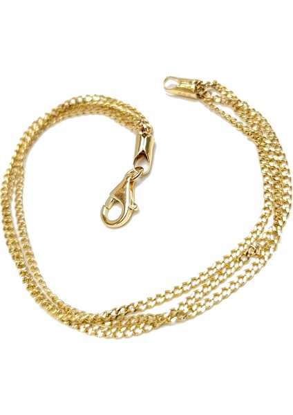 Üçlü Gurmet Zincir Bileklik Künye 14 Ayar Altın Hd Videolu