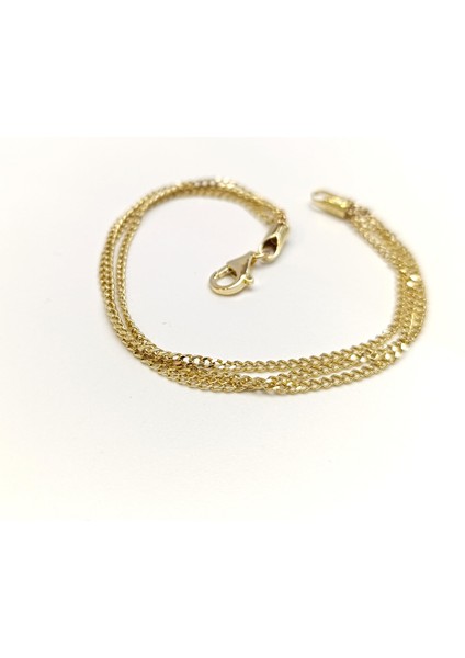 Üçlü Gurmet Zincir Bileklik Künye 14 Ayar Altın Hd Videolu fırsatları