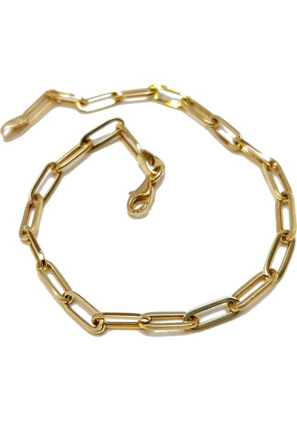 3.7mm Ataç Zincir Bileklik Künye 14 Ayar Altın Hd Videolu