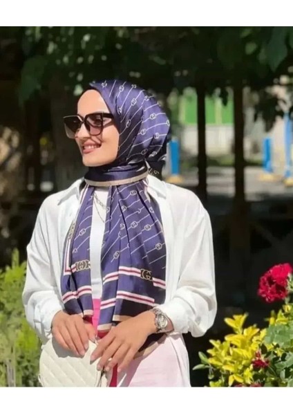 Monogram Desen Vual Ipek Şal Lacivert fiyatları