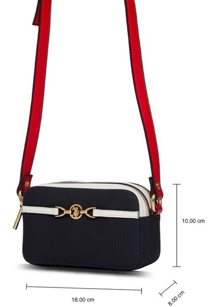 Çapraz Askılı Kadın Çanta Lacivert-Kırmızı-Beyaz Us25232