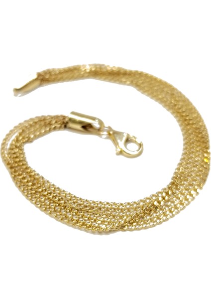 Beşli Gurmet Zincir Bileklik Künye 14 Ayar Altın Hd Videolu