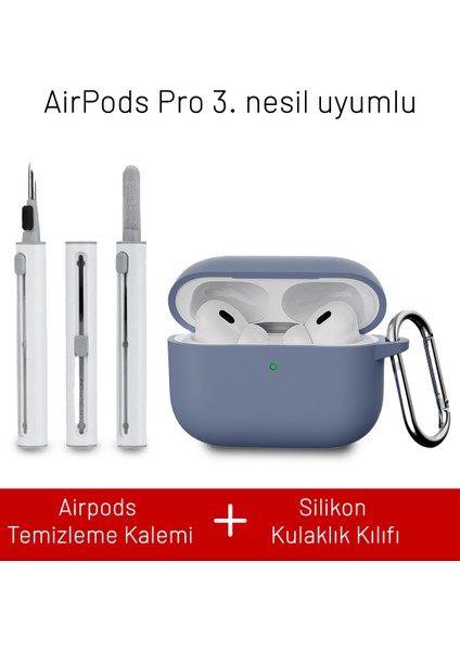 Airpods Pro 3. Nesil Uyumlu Darbelere Dayanıklı Askı Aparatlı Silikon Kılıf ve Elektronik Temizleme Kalemi
