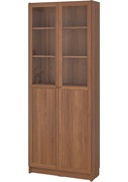 Cam/panel Kapaklı Kitaplık, Kahverengi Ceviz Görünüm, 80X30X202 cm