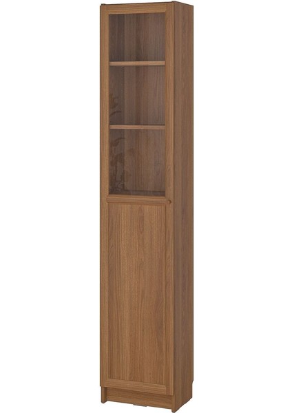Cam/panel Kapaklı Kitaplık, Kahverengi Ceviz Görünüm, 40X30X202 cm