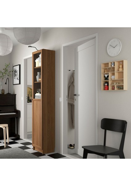 Cam/panel Kapaklı Kitaplık, Kahverengi Ceviz Görünüm, 40X30X202 cm modelleri